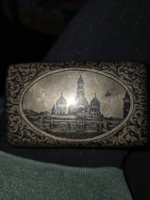 Antigua caja de cigarrillos rusa de plata de ley grabada 186 gramos Foto 1 de 4