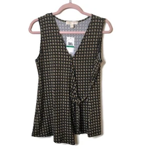 MICHAEL Michael Kors geometric print sleeveless top NWT size Large Faux Wrap - Picture 1 of 5