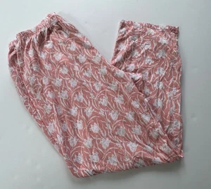 Garnet Hill Damen Pyjamahose Bio Pima Baumwolle Pfirsich Blumen Größe M - Bild 1 von 9
