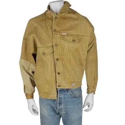 Chaqueta de camionero vaquera reciclada restaurada dorada vintage Guess EE. UU. Foto 1 de 4