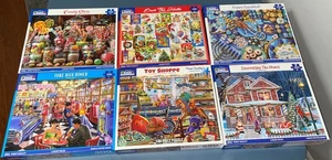White Mountain Set 6 Puzzles 500 Teile KOMPLETT Holiday Chanukka Toy Shoppe - Bild 1 von 13