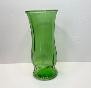 VINTAGE E O BRODY 8,5" GROSSE GRÜNE GLAS GERIPPTE BLUMEN HERZSTÜCK VASE MCM - Bild 1 von 8
