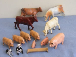 13 Lead Animals & Trough J. Hill Britains England Unmarked~ Cows Pigs Dog Panda - Picture 1 of 24
