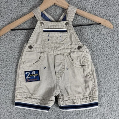 Mono con tirantes vintage descolorido Glory bebé carpintero piernas a presión jean caqui 3-6 meses Foto 1 de 4