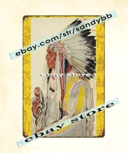 1945 GREAT NORTHERN RAILWAY BLACKFEET INDIAN CHIEF Blechschild - Bild 1 von 4