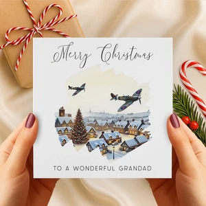 Spitfire Christmas Card - For Grandad Brother Son or Grandson | Plane Xmas Card - Picture 1 of 7