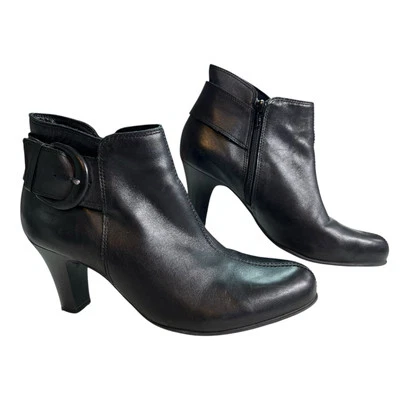 Botas de tacón al tobillo Nurture Danah para mujer talla 10 cuero negro Western Boho Rodeo Foto 1 de 4