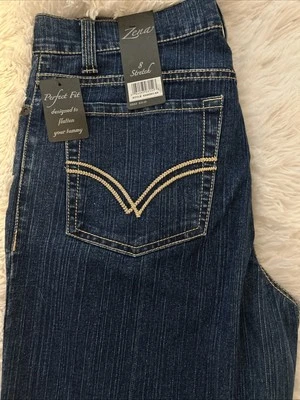 ZENA Ajuste Perfecto Talla 8 Control Abdomen TIRO MEDIO BOOTCUT Azul Oscuro JEANS $48 Foto 1 de 4