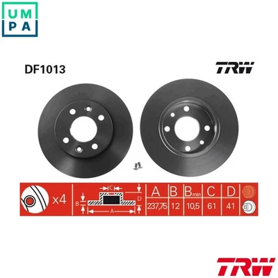 2x BRAKE DISC DF1013 FOR RENAULT 11/Hatchback/Van ENCORE SUPER/5 LOGAN EXTRA - Image 1 of 4