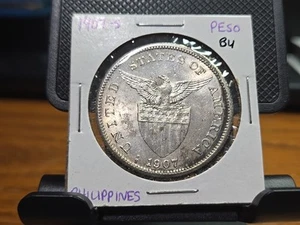 1907s US-Philippines 1 Peso Silver Coin. BU! Always Combined Shipping.  - Picture 1 of 11