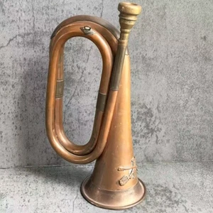 Antique US 7th Cavalry Bugle Company A c.1880's Brass Bugle Patina Union Music - Picture 1 of 7