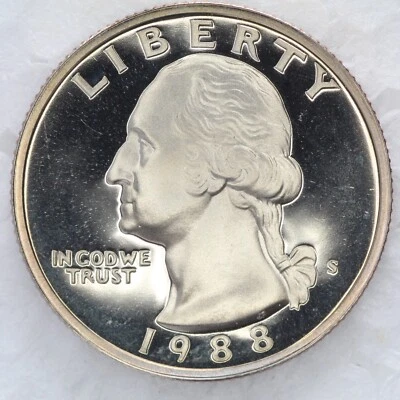 1988 S CLAD Proof Washington Quarter UNCIRCULATED *****MIRROR CAMEO***** - Image 1 of 2