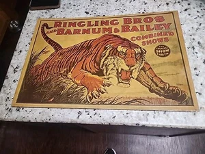 Vintage Ringling Brothers Barnum Bailey Tiger Circus Poster Mounted OnBOARD25x17 - Picture 1 of 16