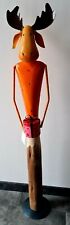 Gilde XXL 1,08 m Deko Elch mit Geschenk Holz Metall Überraschung orange rosa WOW