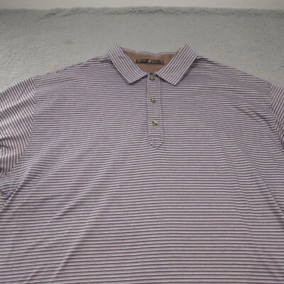 Camisa Polo Tiger Woods Para Hombre XL Marrón Gris Rayas Manga Corta Golf Foto 1 de 4