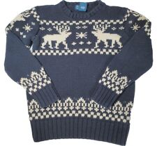 Polo Ralph Lauren Navy / White Fair Isle Moose Print Pullover Sweater Youth Sz 7
