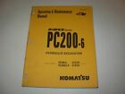 Komatsu PC200-6 AVANCE Excavator Operation Maintenance Manual , s/n C10781 - up 