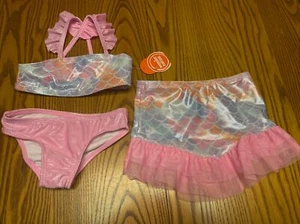 NWT Wonder Nation Baby Girls 3 Piece Set UPF 50+ Mermaid Swimming Suit 18 Month - Picture 1 of 7