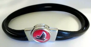 PULSERA DE CUERO NEGRO NFL Atlanta Falcons cierre magnético 7 pulgadas - Imagen 1 de 2