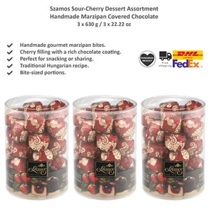 Szamos Sour-Cherry Dessert Handmade Marzipan Covered Chocolate Assortment 630gx3 - Picture 1 of 6
