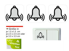 3 Stück Schalteraufkleber Glocke Tür Klingel Schalter Aufkleber Symbol (R25/15)