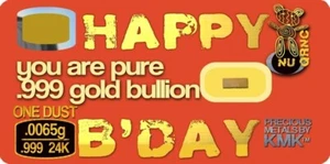 Micro Greeting Card with 0.0065 grams 1/10 of a GRAIN of 24K Gold .999 - Picture 1 of 1