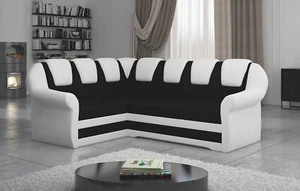 Ecksofa Lord Eckcouch Sofa 243x190x105cm schwarz / weiß mit Schlaffunktion (1869 - Bild 1 von 8