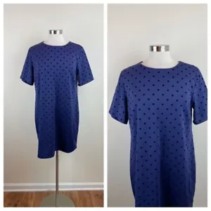 Old Navy Blue Polka Dot Short Sleeve Dress Women Large - Picture 1 of 7