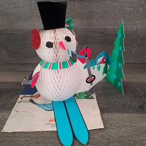 Vtg American Greetings Christmas Honeycomb Paper Decoration Snowman Holiday 12" - Picture 1 of 13
