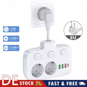 EU Steckdosenleiste einzeln schaltbar Mehrfachstecker Mehrfachsteckdose mit USB - Bild 1 von 11