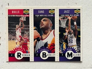 1996-97 NBA Upper Deck CC Tri-Card RODMAN BARKLEY MALONE NM-MT - Picture 1 of 2