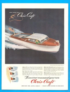 1946 CHRIS Craft Sportsman Boat PRINT AD Algonac Michigan Army Navy Flags - Picture 1 of 5