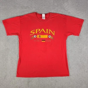 Y2K Spain 2006 Futbol Soccer T Shirt Flaming Soccer Balls Mens Size L Red - Picture 1 of 9