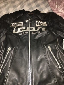 womens leather icon kitty motorcycle jacket small - Picture 1 of 8