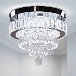 2 Packs Crystal Chandeliers LED Flush Mount Ceiling Lights for Bedroom Hallway - Picture 1 of 87