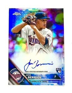 2016 Jose Berrios Topps Chrome Blue Refractor RC Auto /150 Blue Jays MINT Rookie