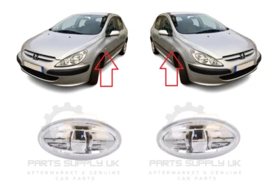 NEW FOR PEUGEOT 307 06-12 FRONT FENDER SIDE INDICATOR REPEATER PAIR SET - Image 1 of 2