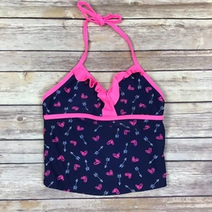 Xhilaration Tankini Girls Small Swim Top Halter Neck Ruffles Heart Arrows Print - Picture 1 of 3