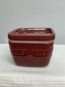 Longaberger Pottery Woven Traditions Square Bowl Dish 4x4” Paprika - Picture 1 of 7