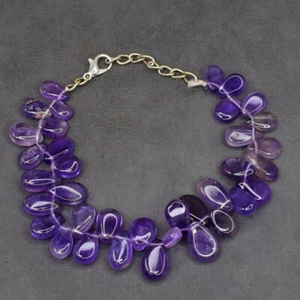 96 Cts Most Brilliant Purple Amethyst Teardrop Shape Beaded Bracelet AK 31 E523 - Picture 1 of 3