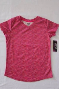 NEW Girls Top Small 6 - 6X Pink Silky T-Shirt Soft V-Neck Active Wear School - Picture 1 of 2