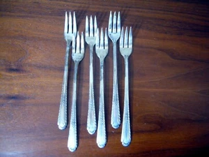 6 COCKTAIL FORKS, H&T Mfg Wentworth Holmes & Tuttle  Silverplate - Picture 1 of 5