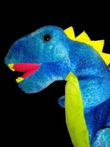 Blue Green Plush Blue Dinosaur Easter Halloween Basket 20" x 10" Storage - Picture 1 of 12