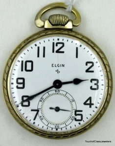 Orologio da tasca Elgin 15 Jewel 1947 in oro 10k placca laminata cassa orologio Elgin - Foto 1 di 12