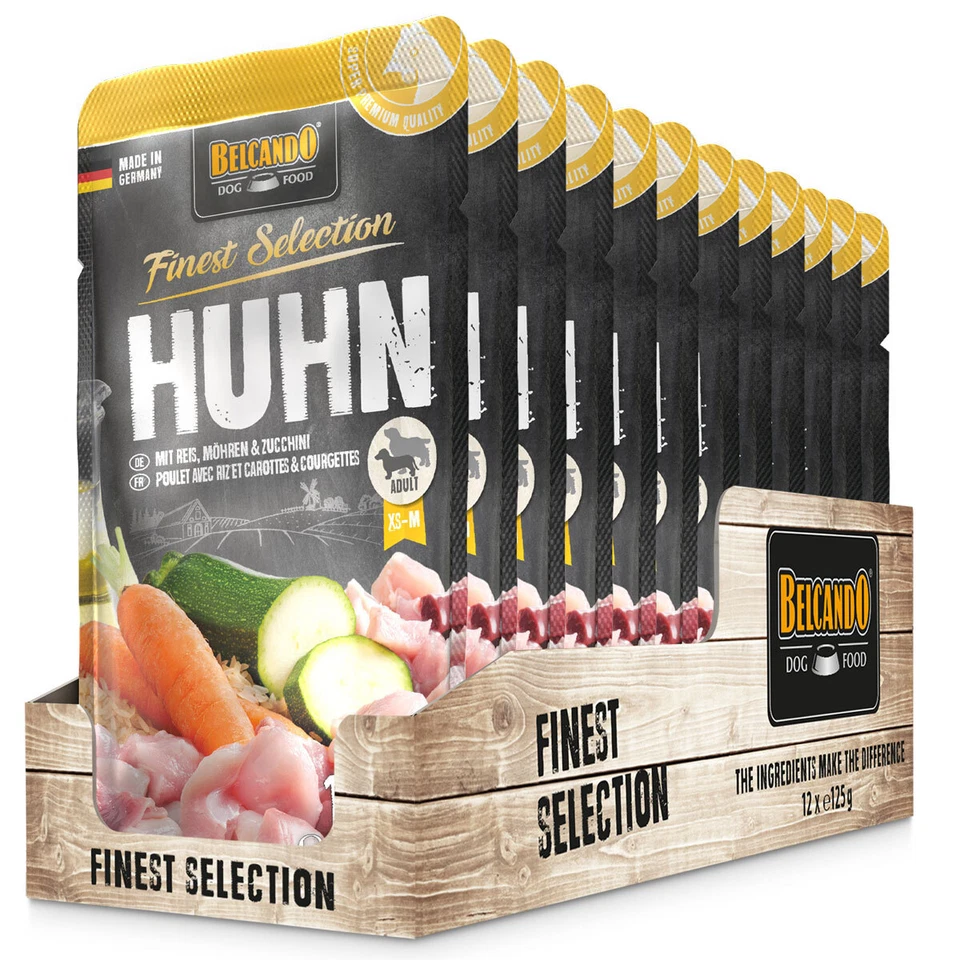 12 x 125 g Belcando Huhn & Reis mit Zucchini & Möhren Nassfutter Hund  - Bild 1 von 1