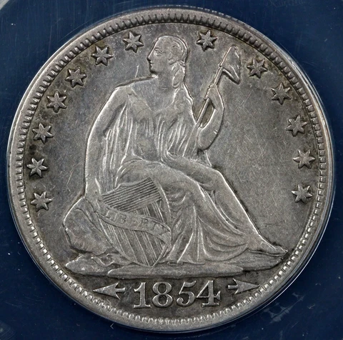 1854-O 50c Seated Liberty Half Dollar ANACS VF 35 DETAILS CLEANED Cover