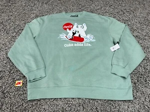 NEW Coca Cola Sweater Adult XXL Green Polar Bear Penguin Disney Epcot Club Cool - Picture 1 of 7