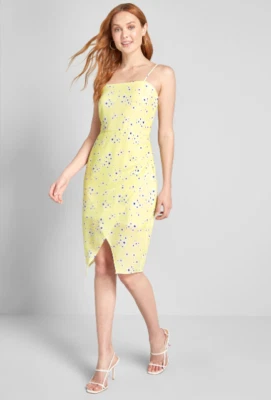 NWT ModCloth Women's Outdoor Celebration Sheath Dress - Yellow - Size Medium - Image 1 of 4