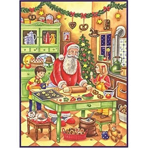Santa and Children Baking German Christmas Advent Calendar Countdown Germany - Picture 1 of 2