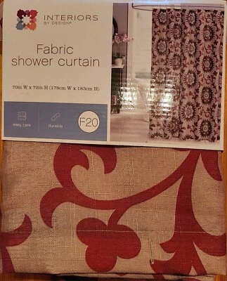 Interiors by Design Fabric Shower Curtain-Brown & Red Fall Pattern-70”x72” *NEW* - Image 1 of 4